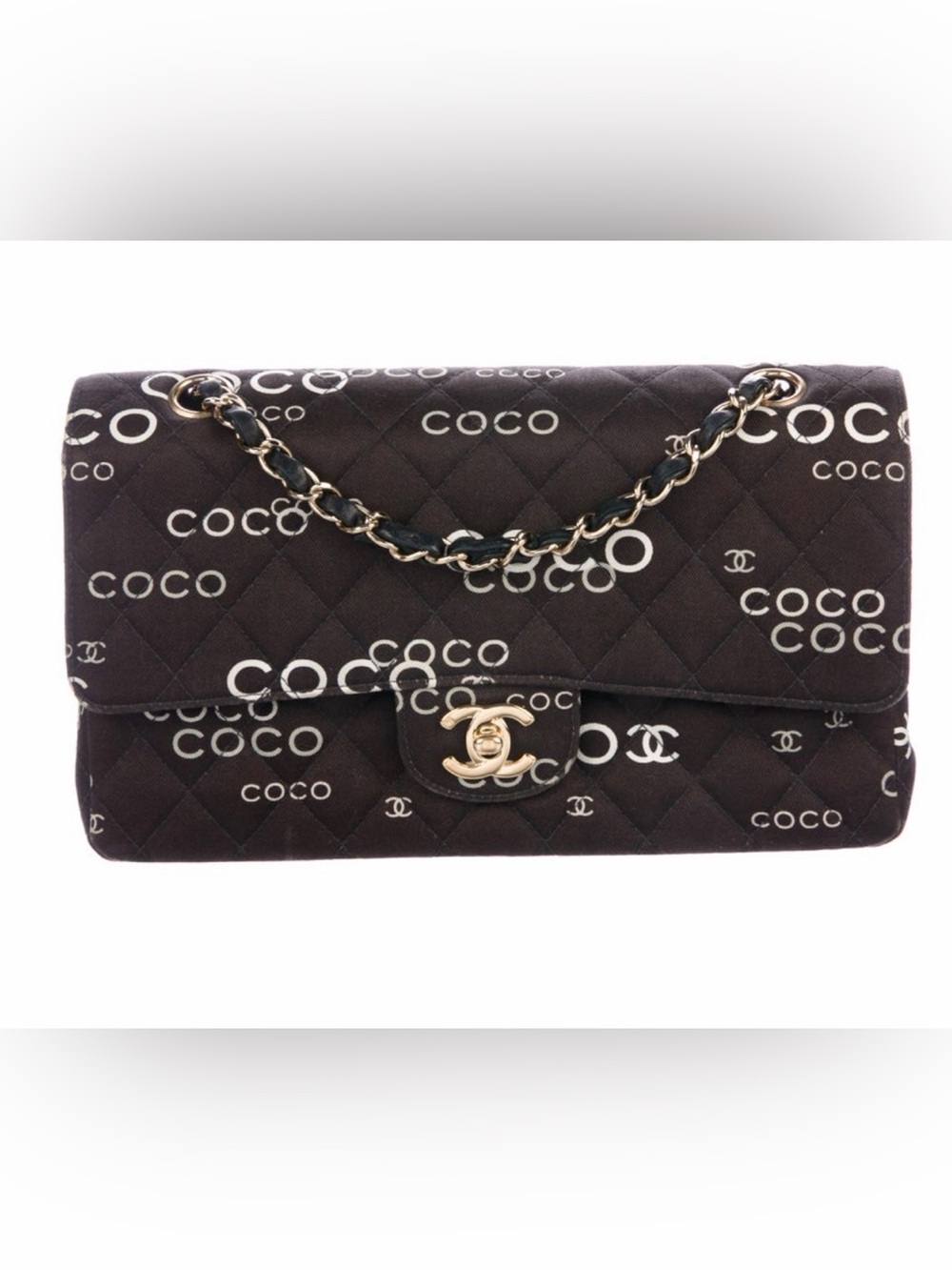 CHANEL 2002 Black 'COCO' Logo Medium Flap Bag